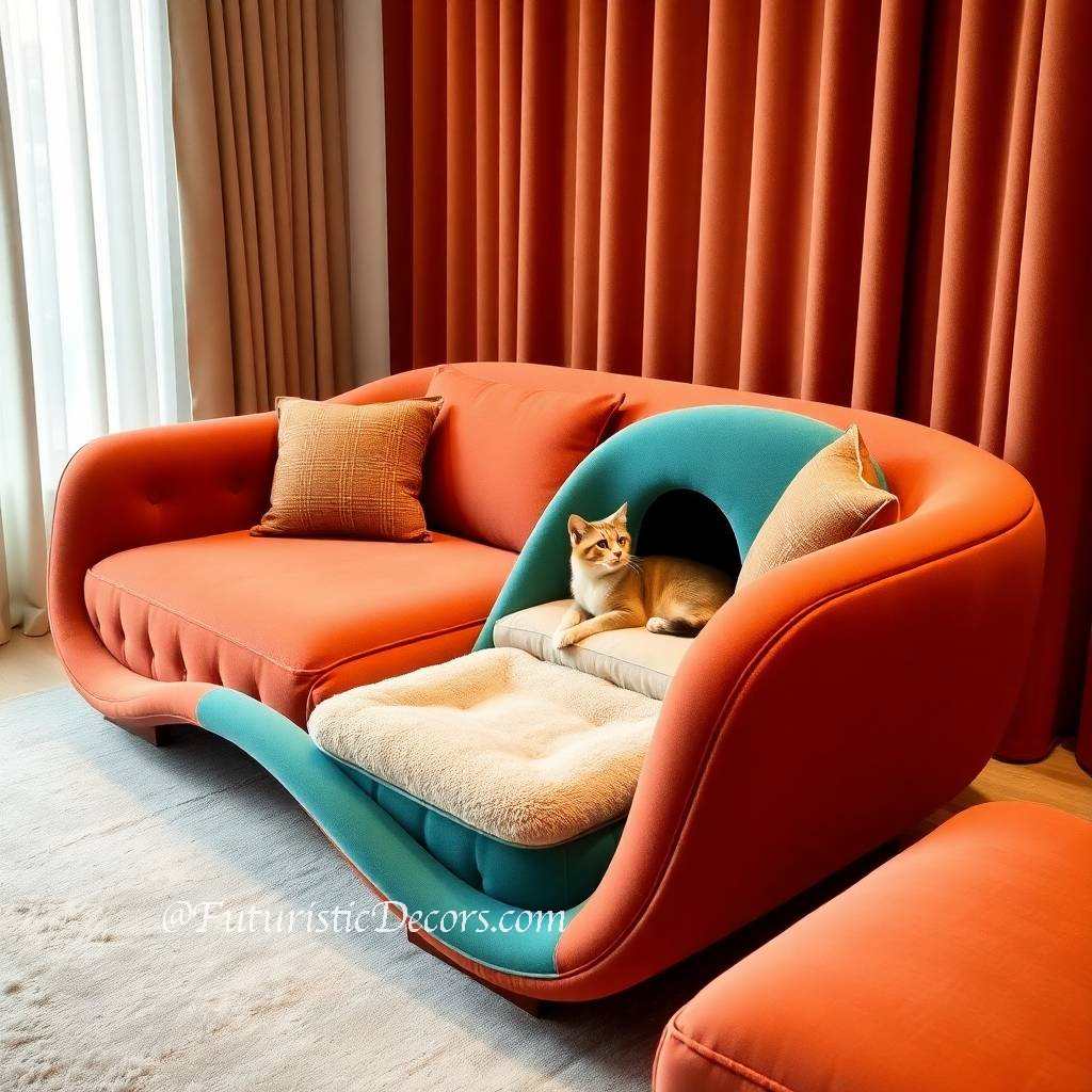 Couch With Cat House