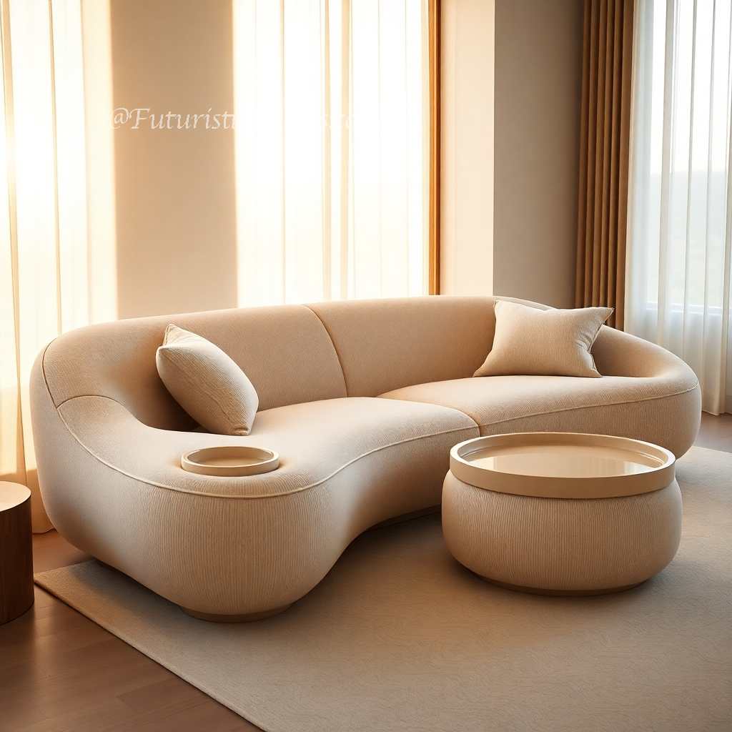 Nordic Style Sculptural Curved Artistic Lounge Sofa