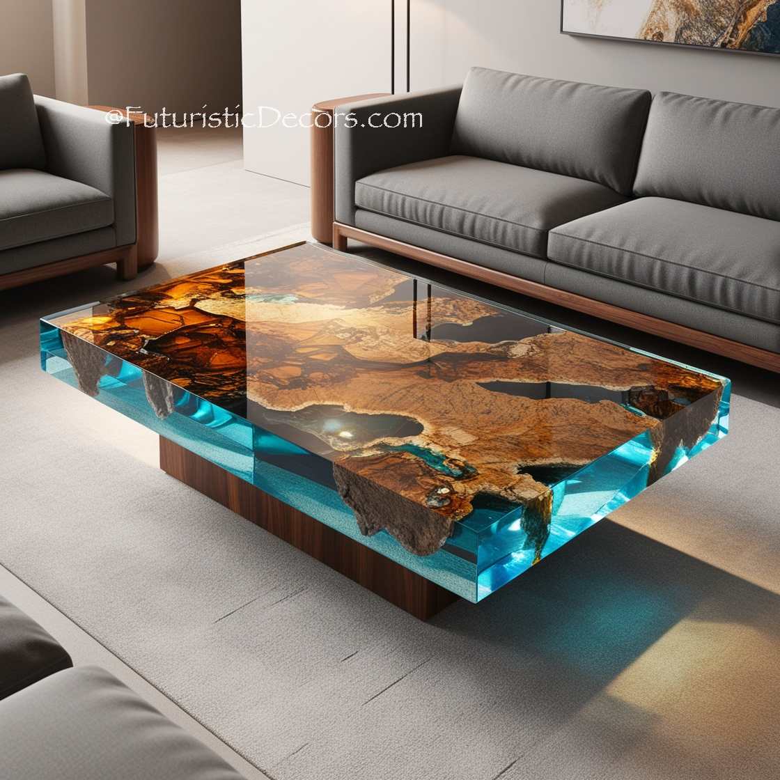 Granite And Epoxy Coffee Tables