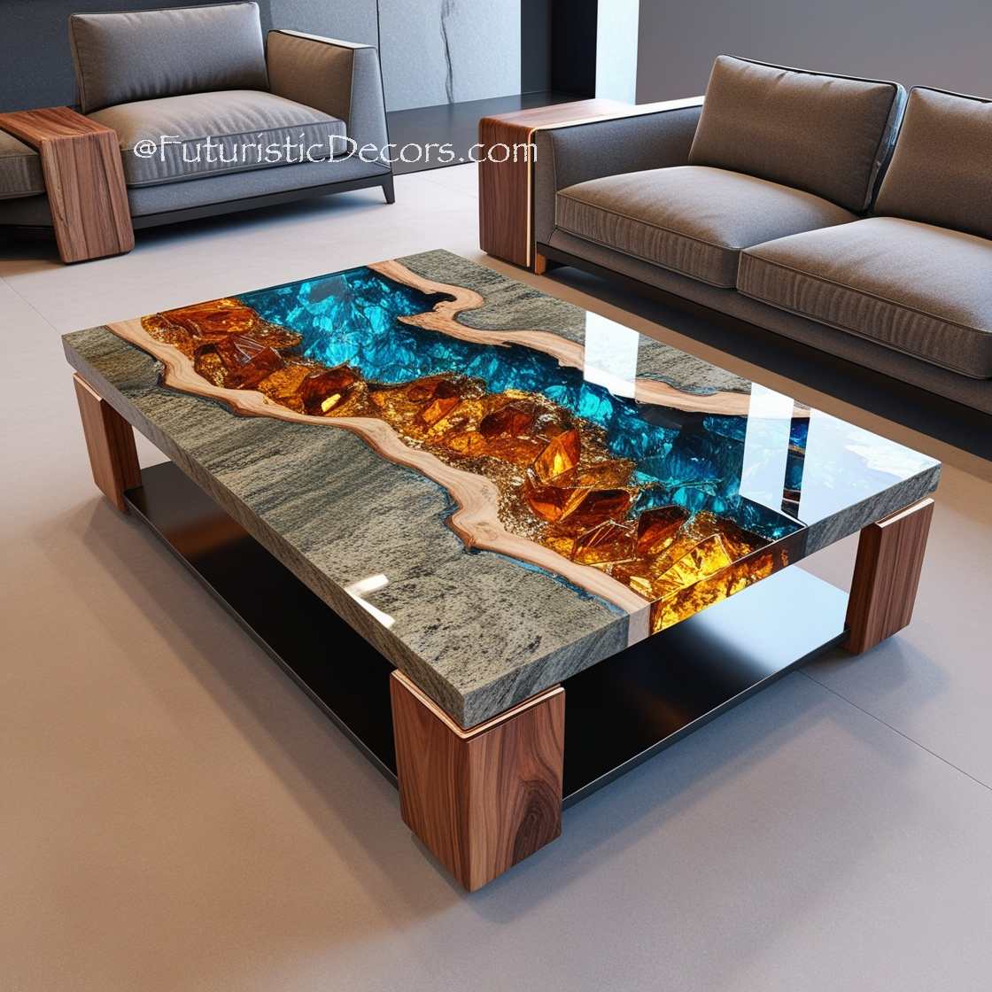 Granite And Epoxy Coffee Tables