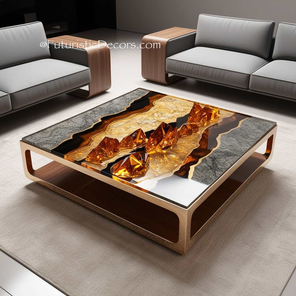 Granite And Epoxy Coffee Tables