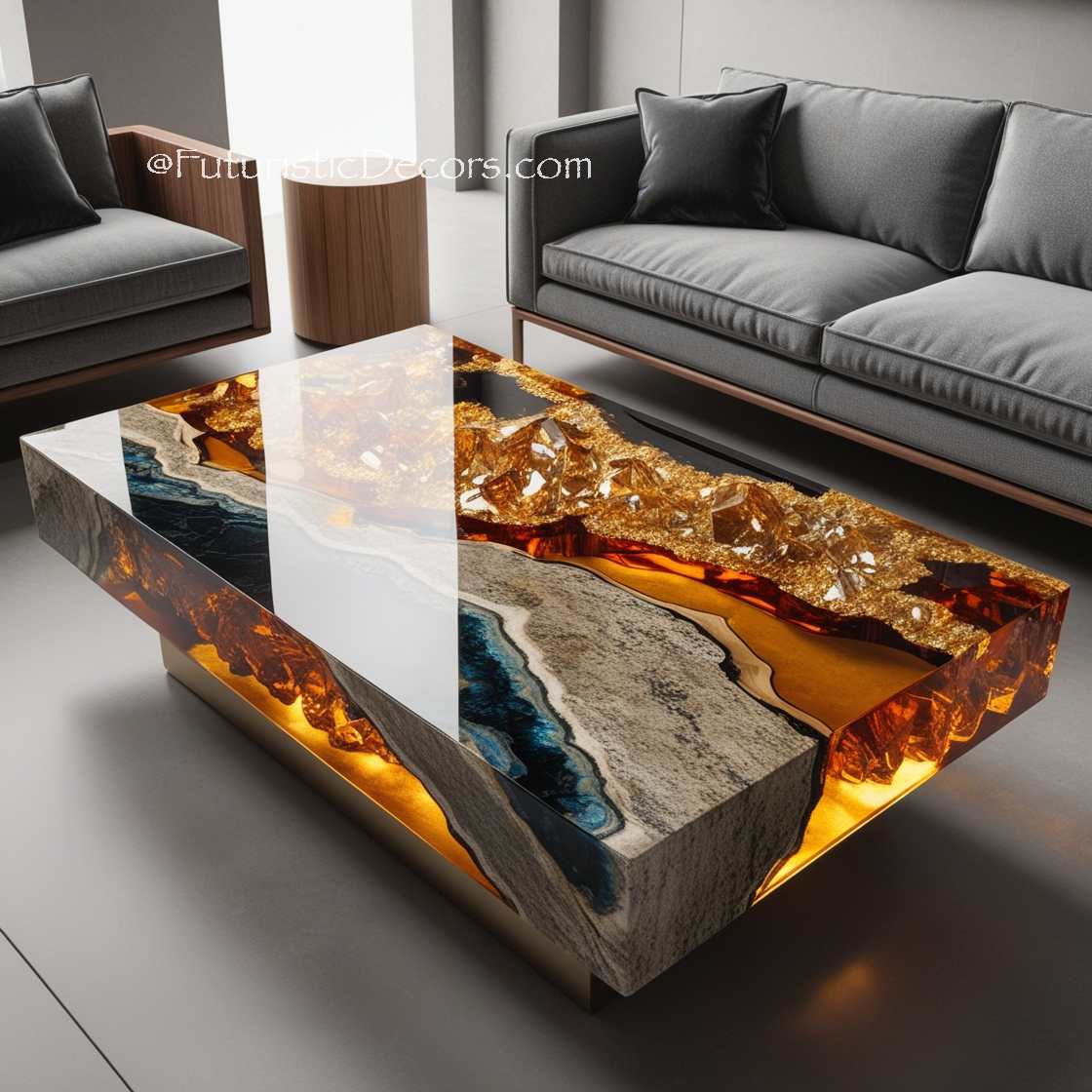 Granite And Epoxy Coffee Tables