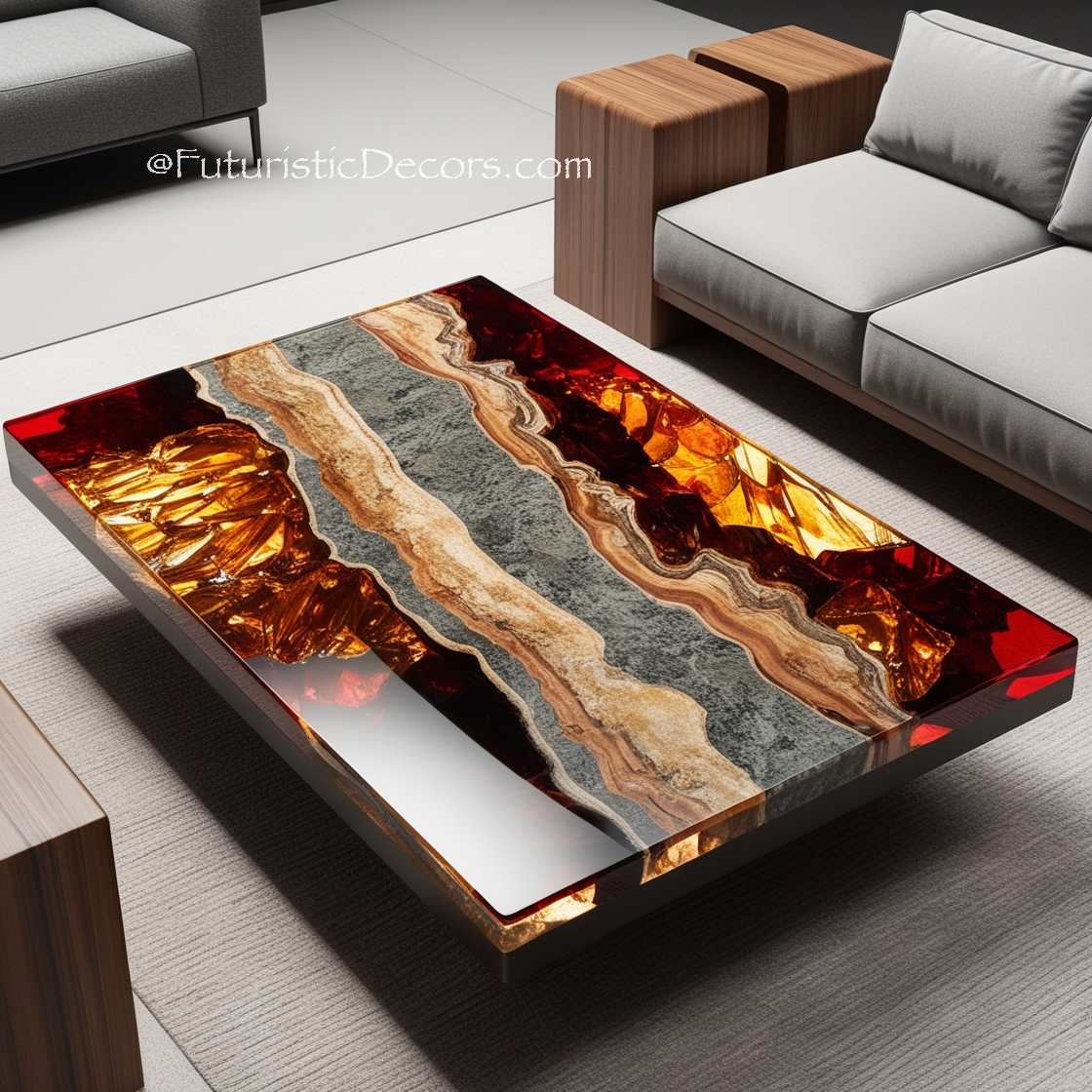 Granite And Epoxy Coffee Tables