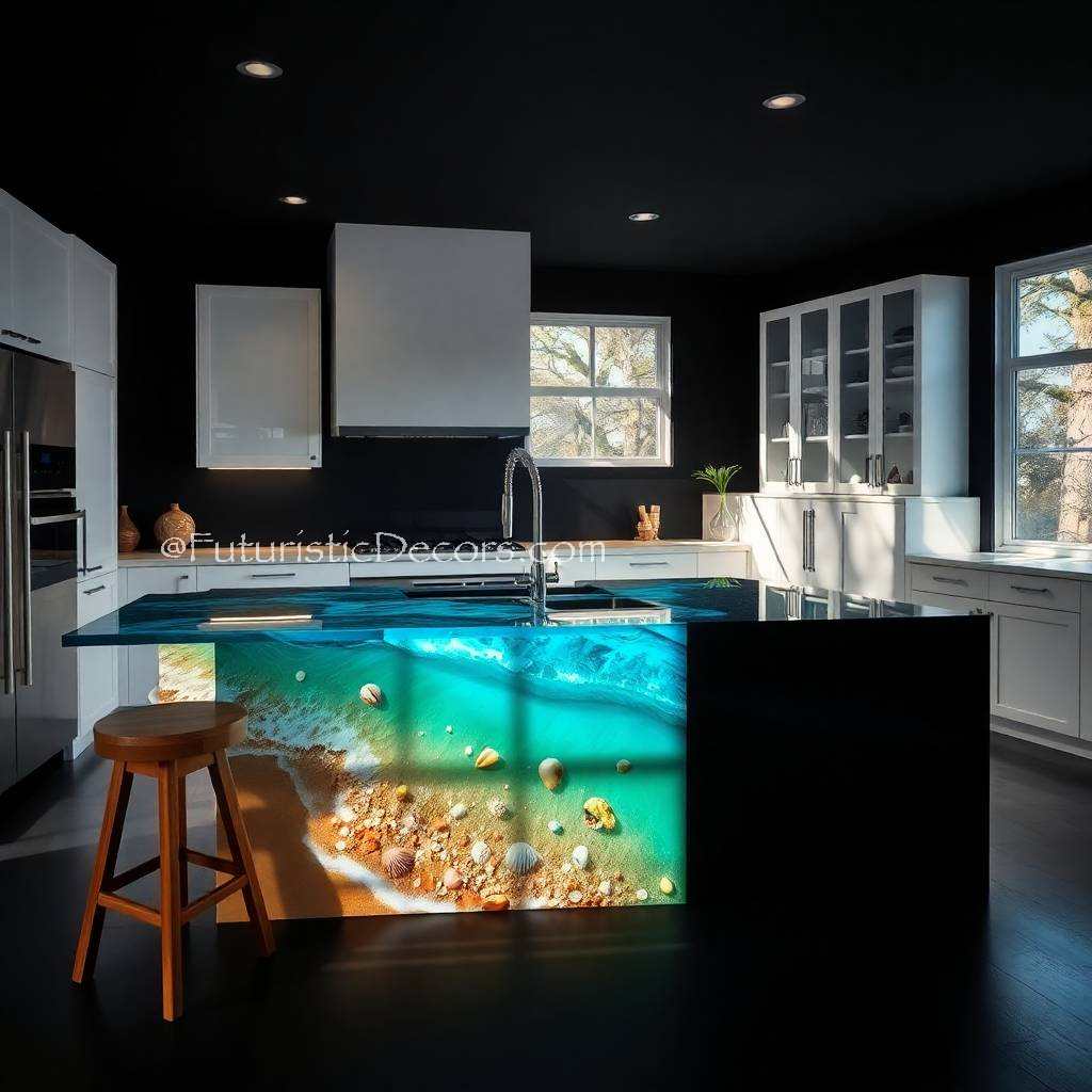 Stunning Epoxy Scene Kitchen Island