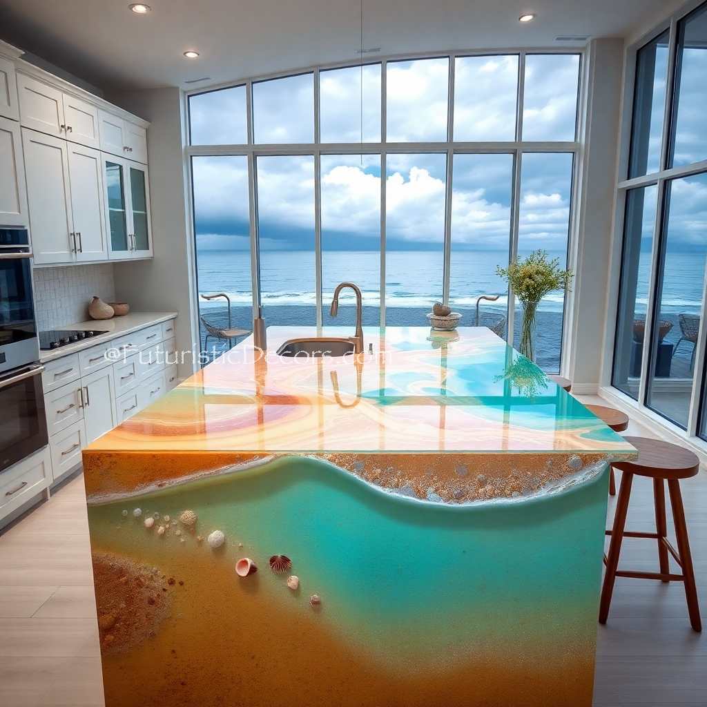 Stunning Epoxy Scene Kitchen Island