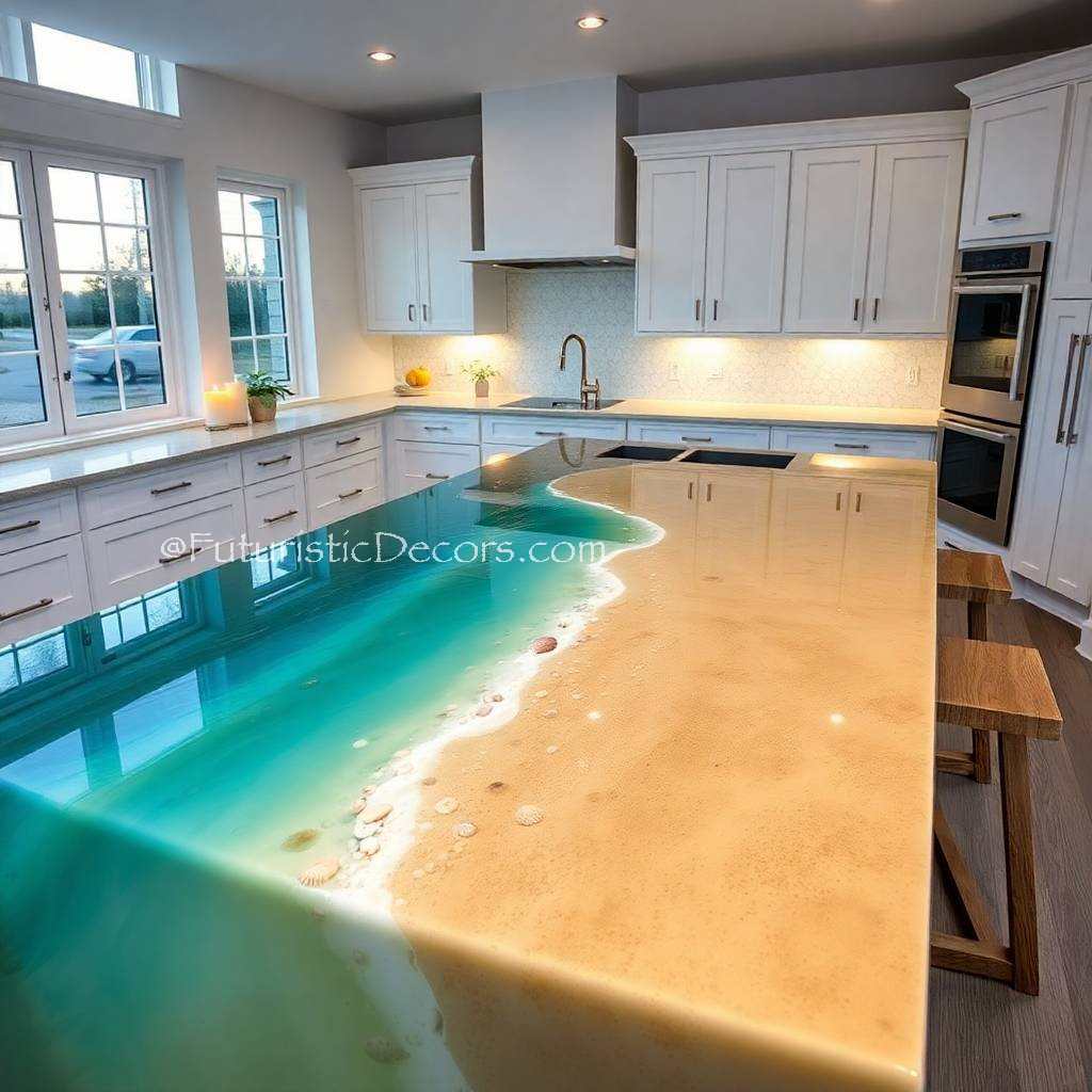 Stunning Epoxy Scene Kitchen Island