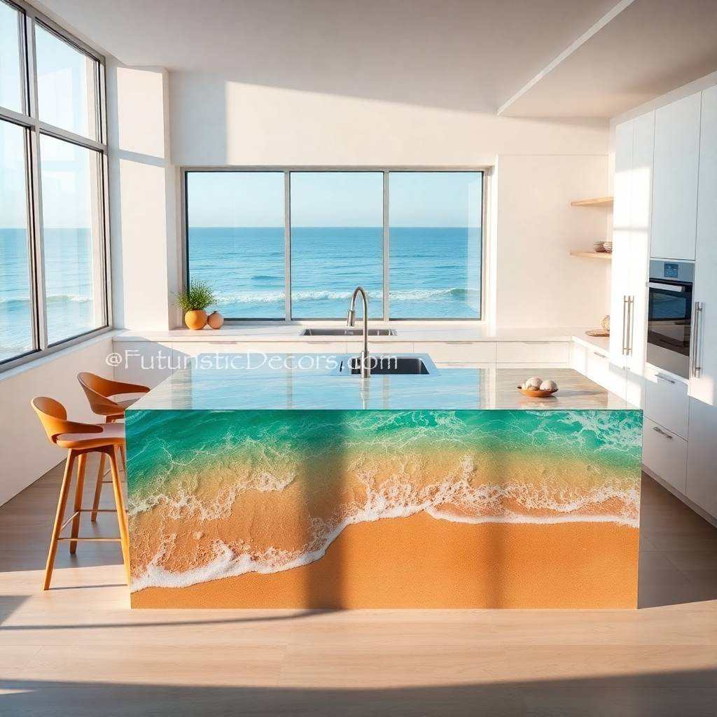 Stunning Epoxy Scene Kitchen Island