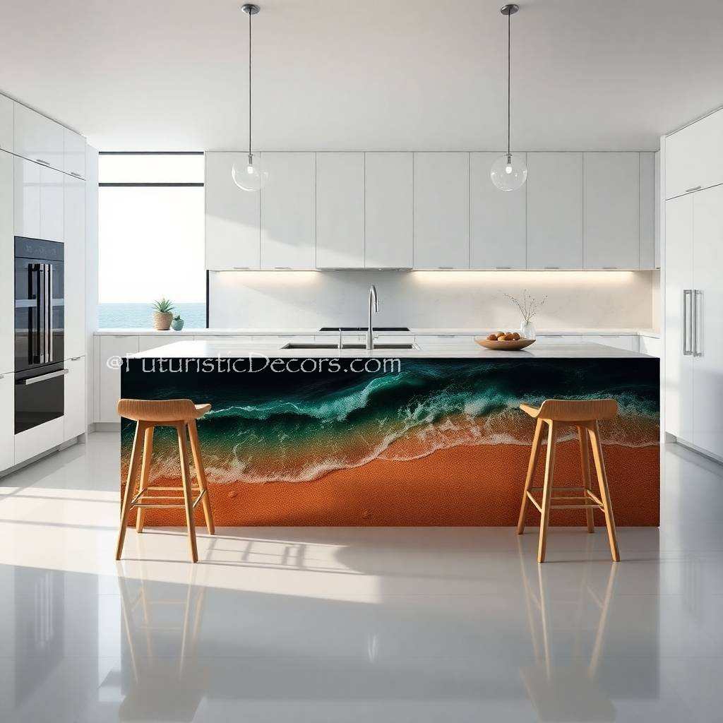 Stunning Epoxy Scene Kitchen Island