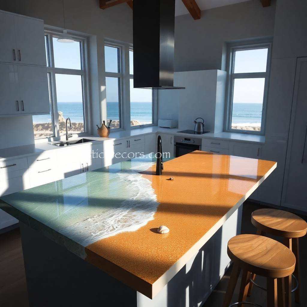 Stunning Epoxy Scene Kitchen Island