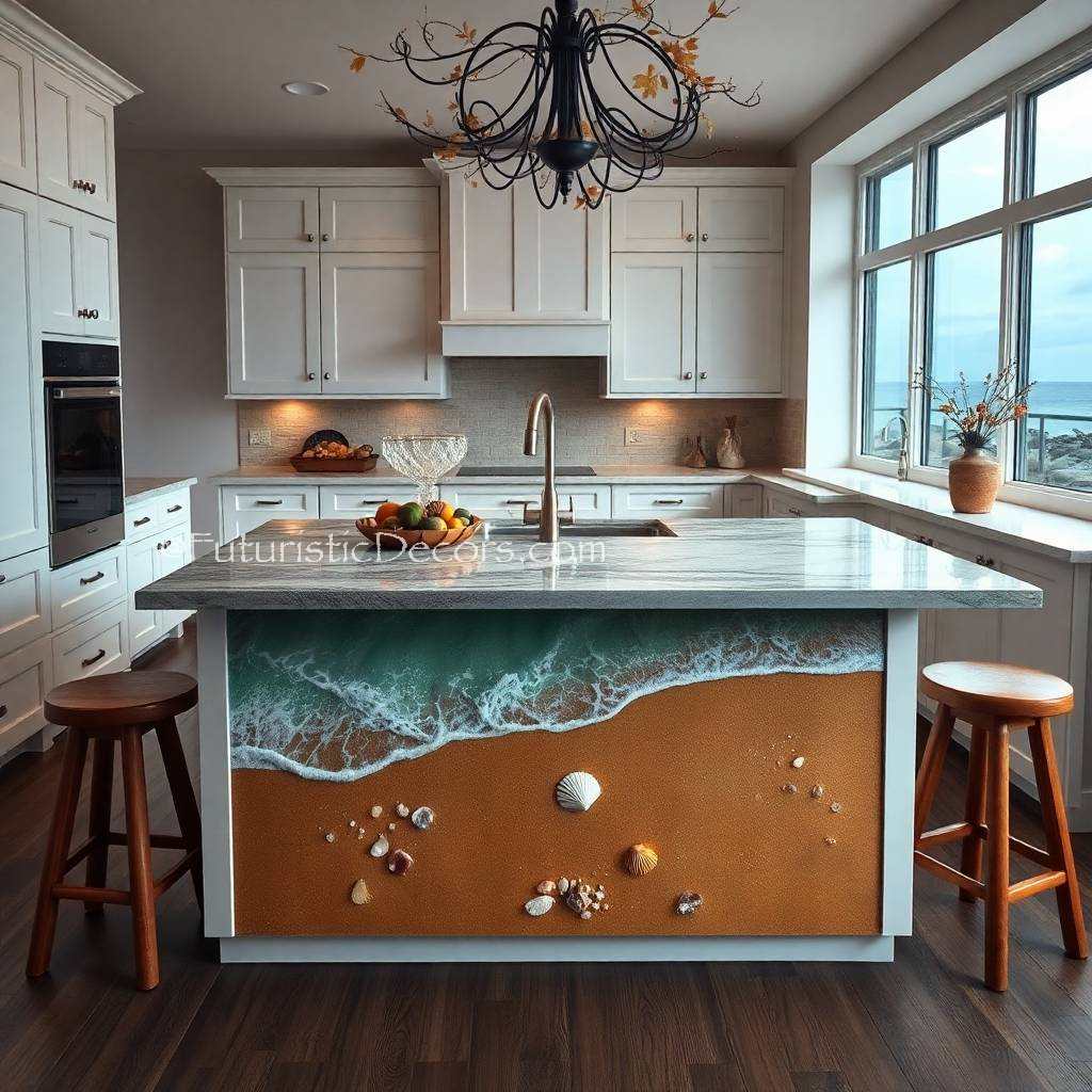 Stunning Epoxy Scene Kitchen Island