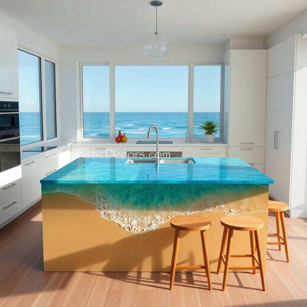 Stunning Epoxy Scene Kitchen Island