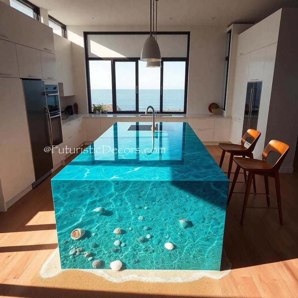 Stunning Epoxy Scene Kitchen Island