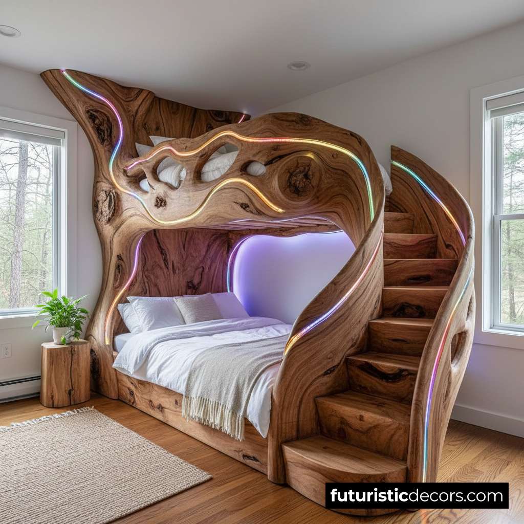 Tree Trunk Bunk Bed for Siblings: Cozy, Creative & Totally Unique gorgeous tree trunk bed
