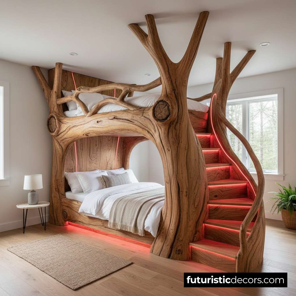 gorgeous tree trunk bed