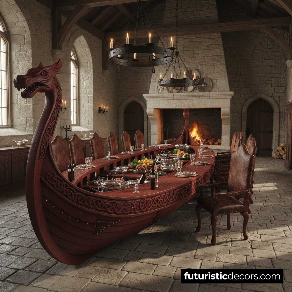 viking ship dining table