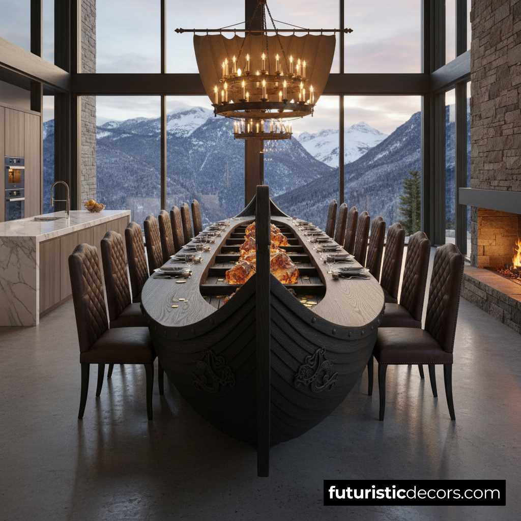 viking ship dining tables
