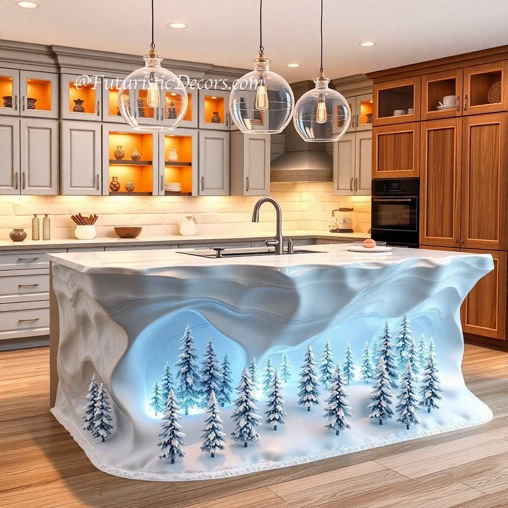 Winter Themed Kitchen Islands