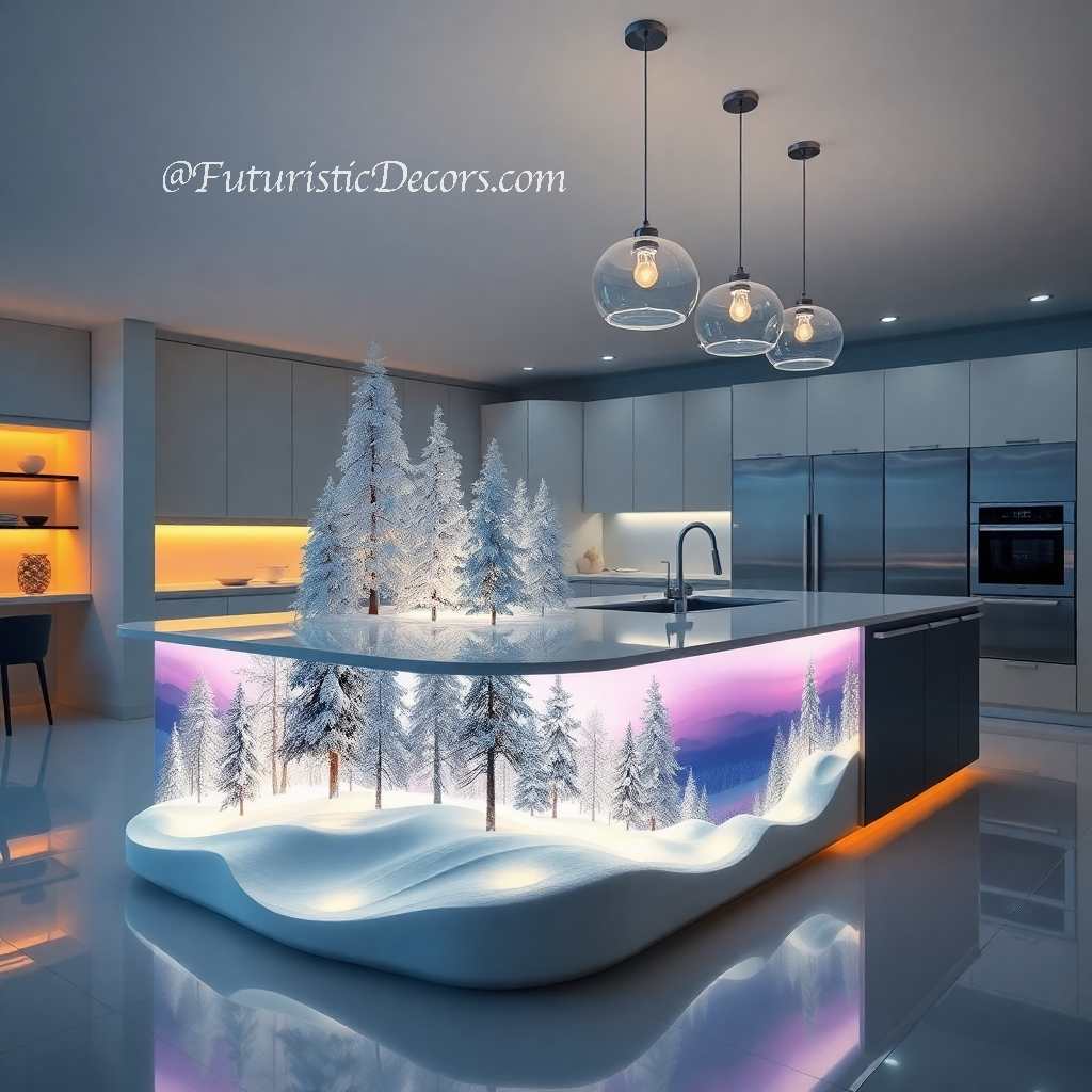 Winter Themed Kitchen Islands