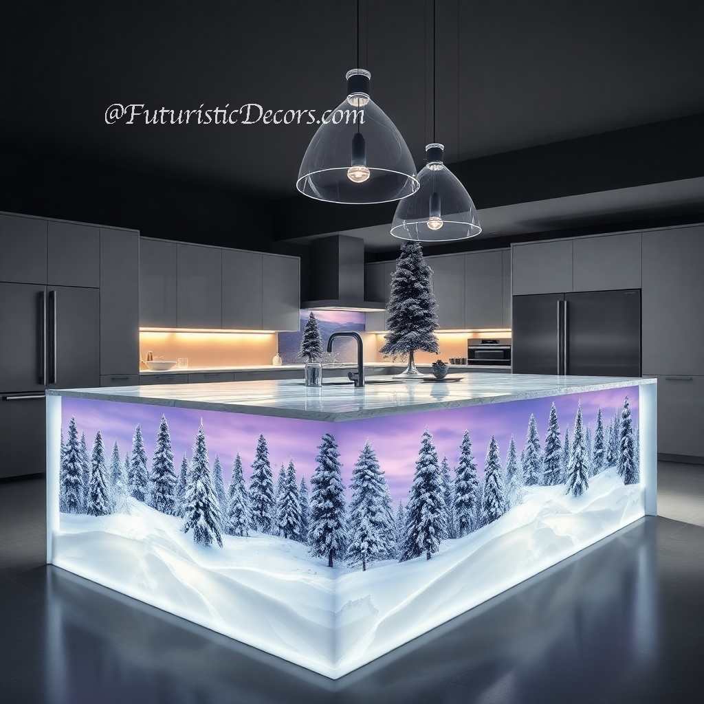 Winter Themed Kitchen Islands