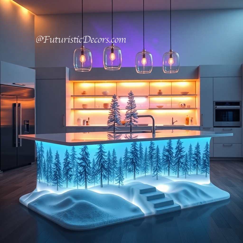 Winter Themed Kitchen Islands