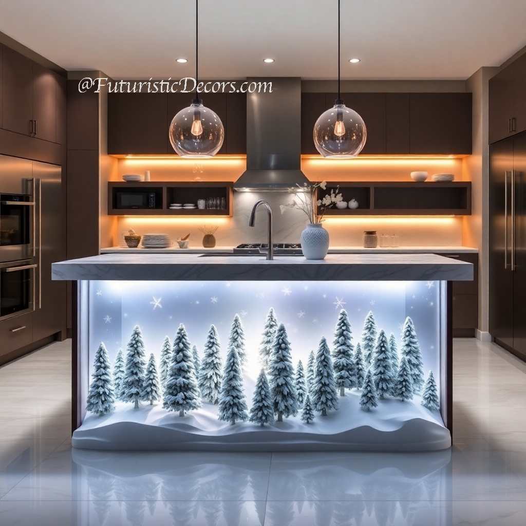 Winter Themed Kitchen Islands