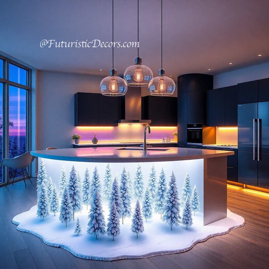 Winter Themed Kitchen Islands