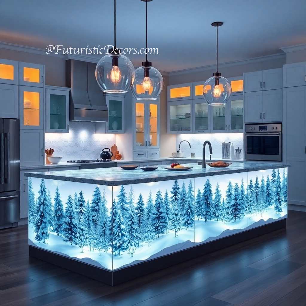 Winter Themed Kitchen Islands