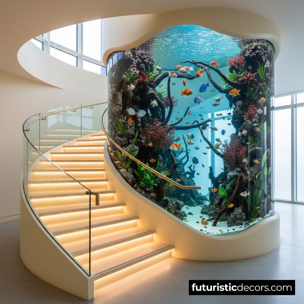 Aquarium Staircase | Space-Saving Curved & Spiral Designs Aquarium Staircase