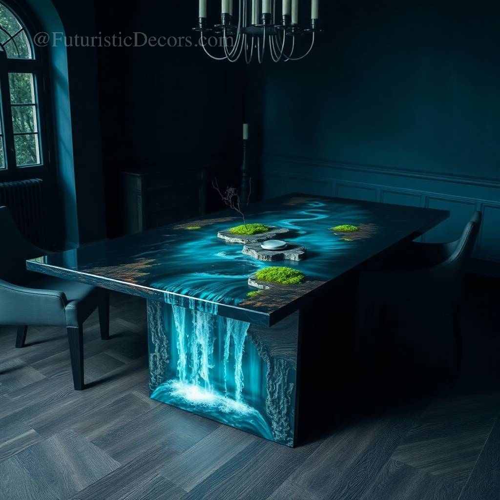 Wood and Resin River Dining Table