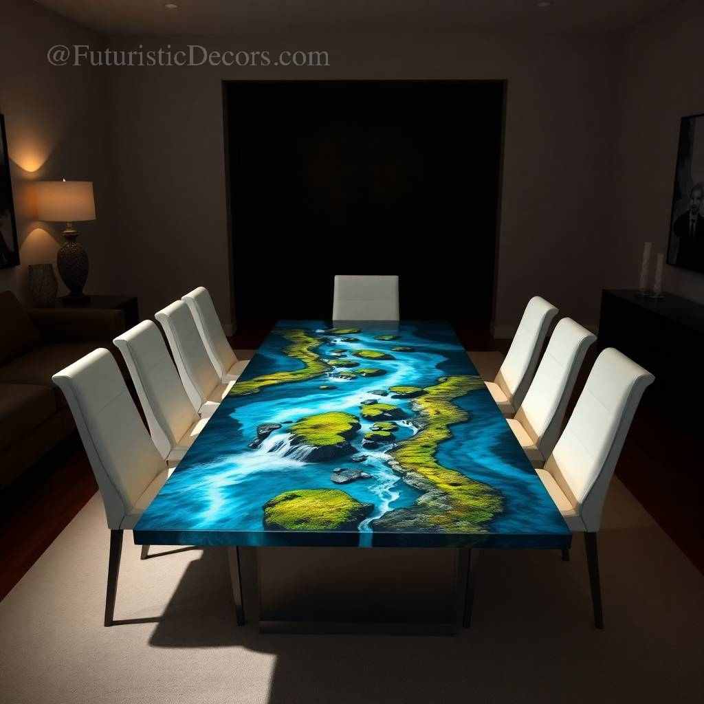 Wood and Resin River Dining Table