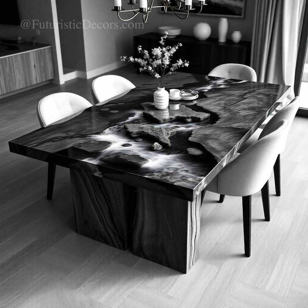 Wood and Resin River Dining Table