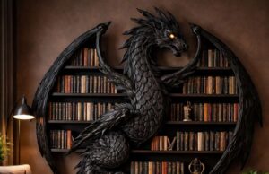 Dragon Bookcase with Wing Shelves: Perfect for Epic Decor Dragon Bookcase