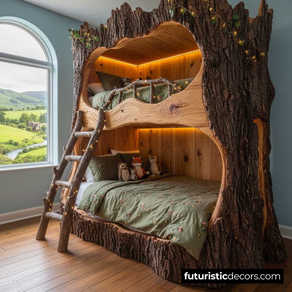 giant log bunk bed