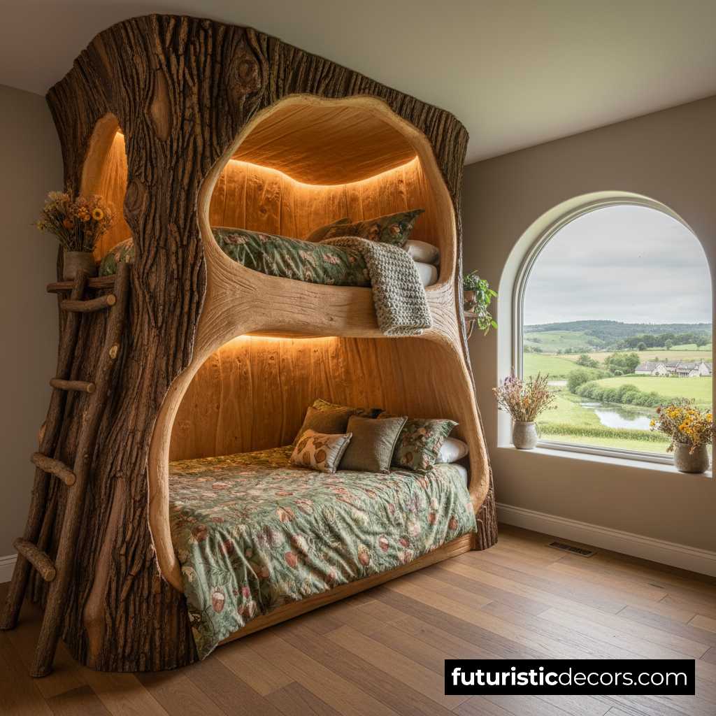 giant log bunk bed