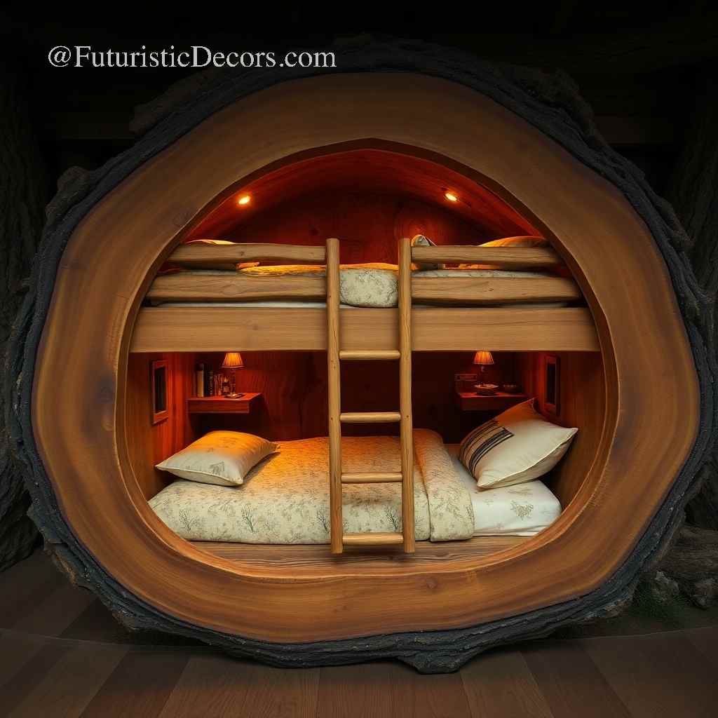 Hollowed Log Bunk Beds