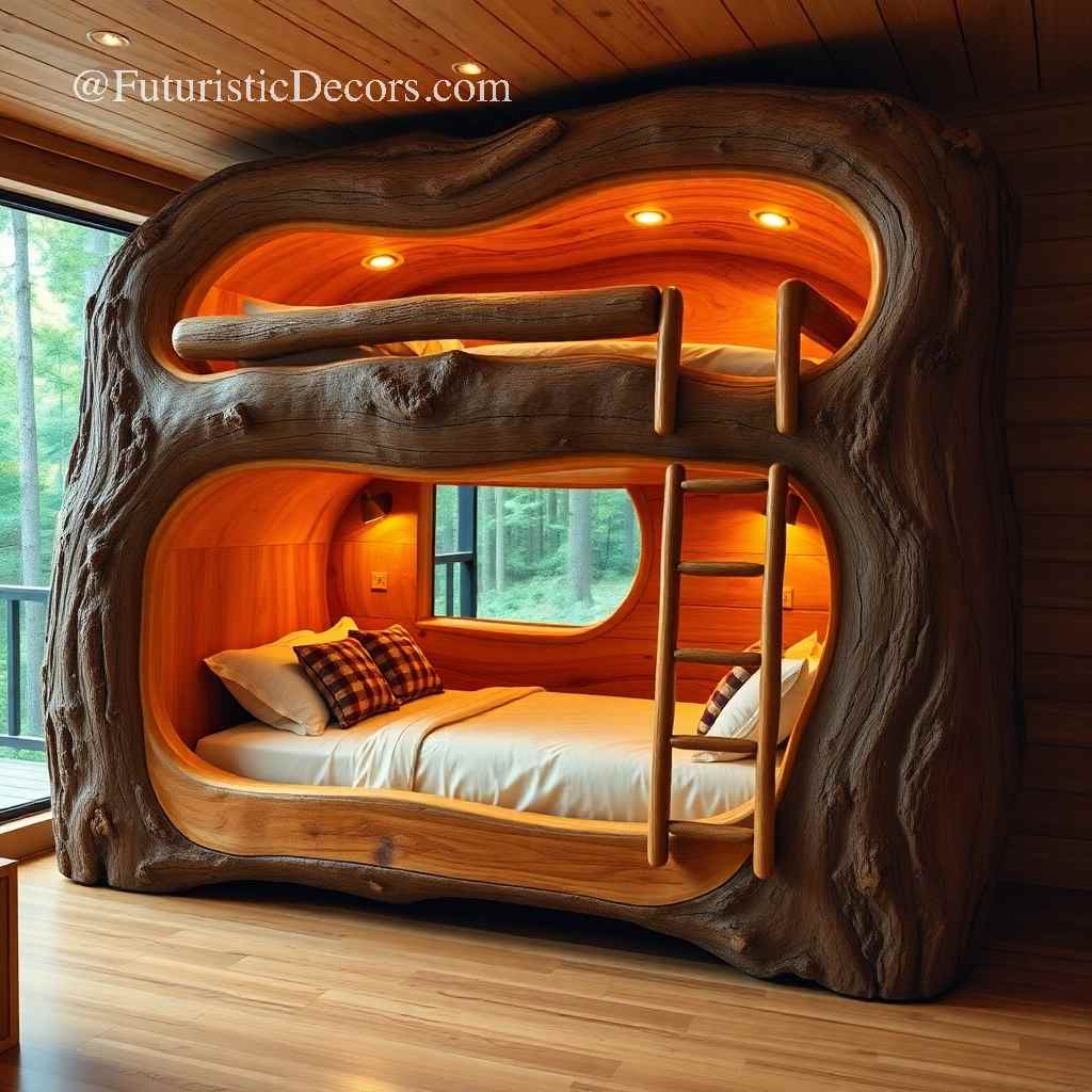 Hollowed Log Bunk Beds