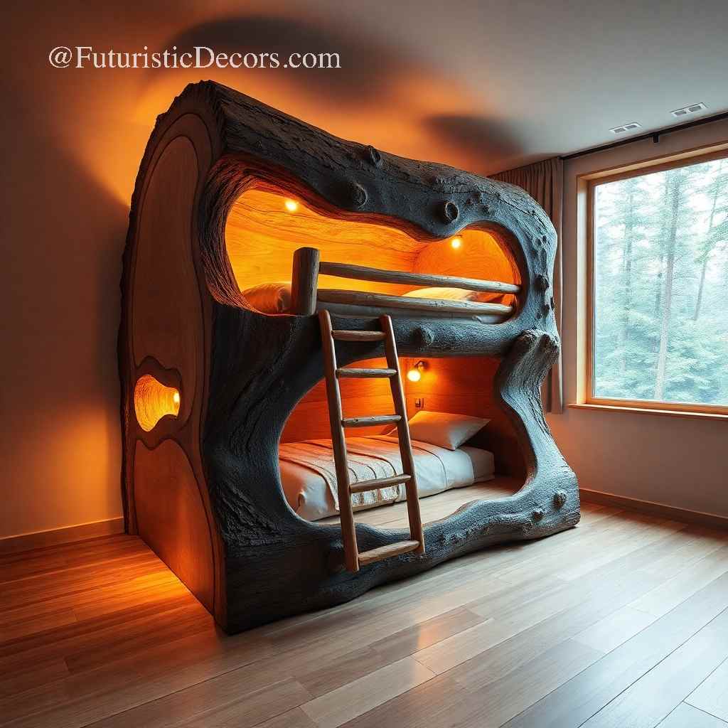 Hollowed Log Bunk Beds