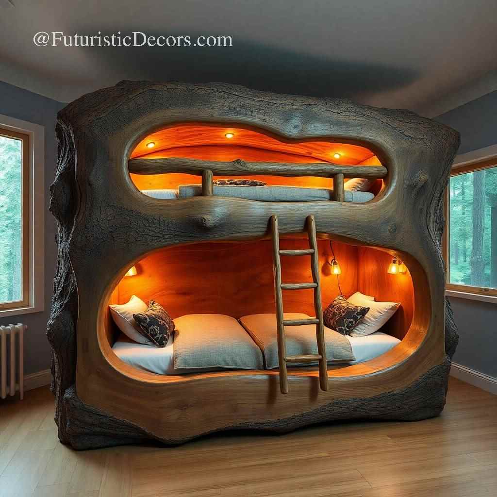 Hollowed Log Bunk Beds