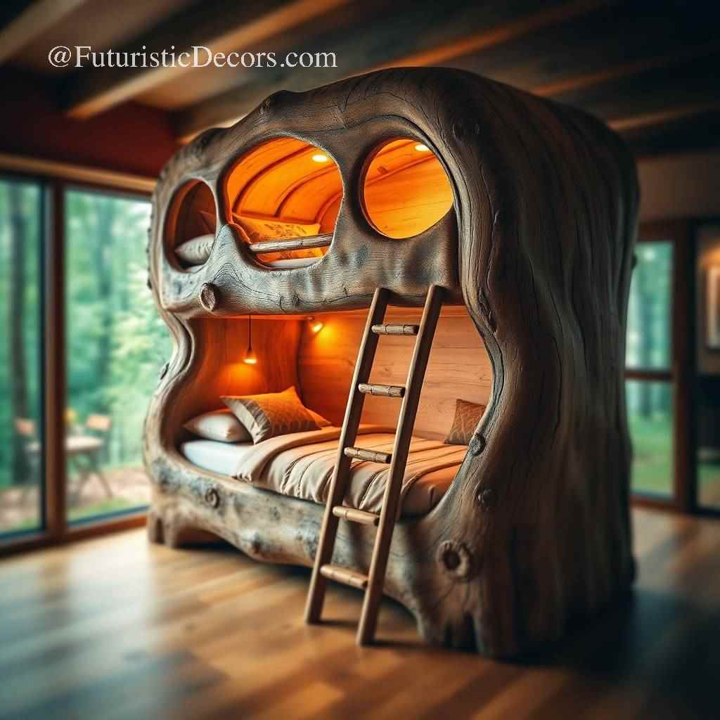 Hollowed Log Bunk Beds