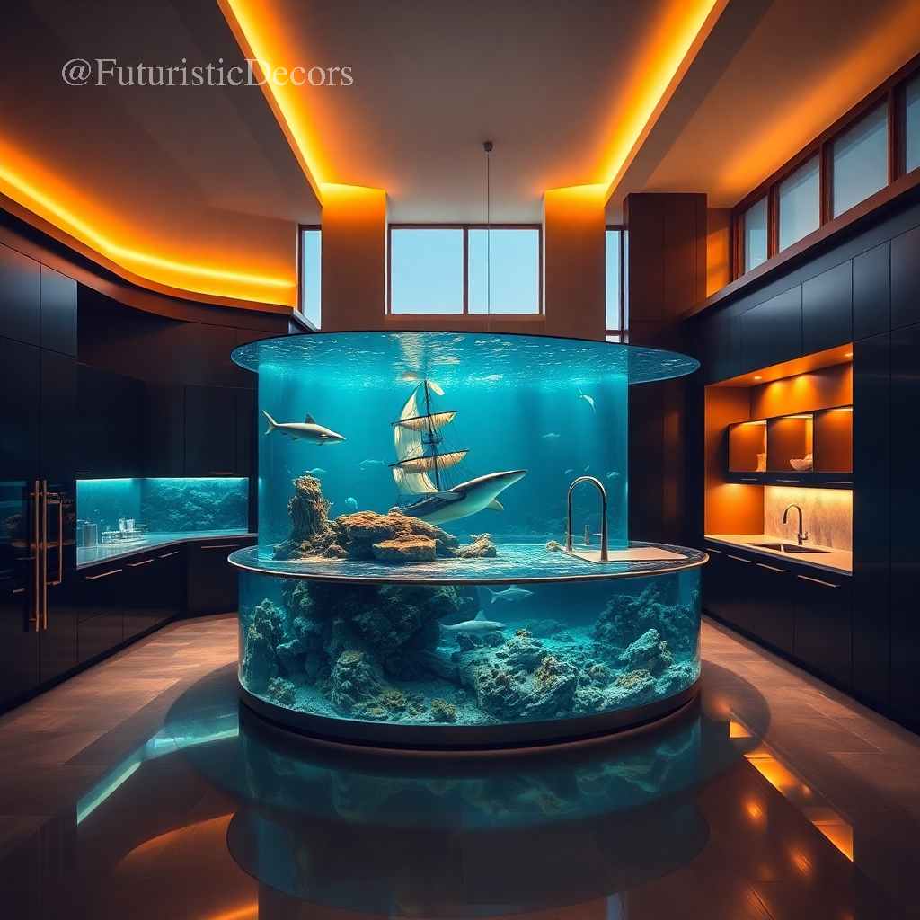 Shark Aquarium Kitchen Island