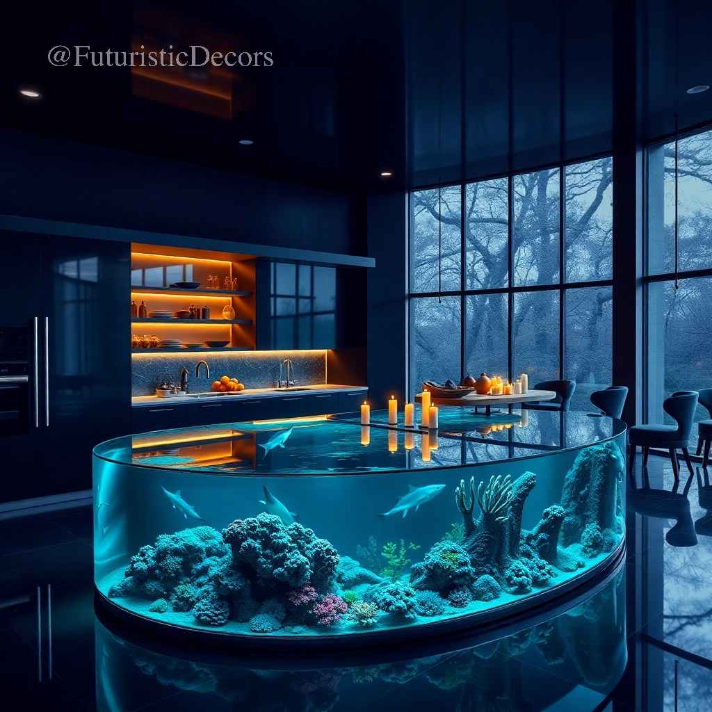 Shark Aquarium Kitchen Island