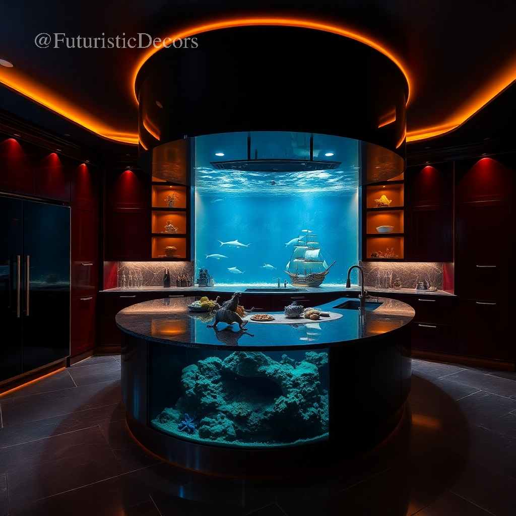 Shark Aquarium Kitchen Island