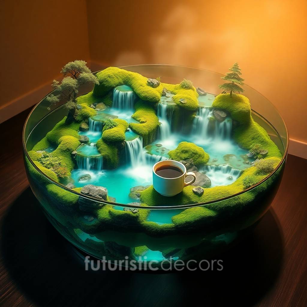 Coffee Tables With Real Waterfall