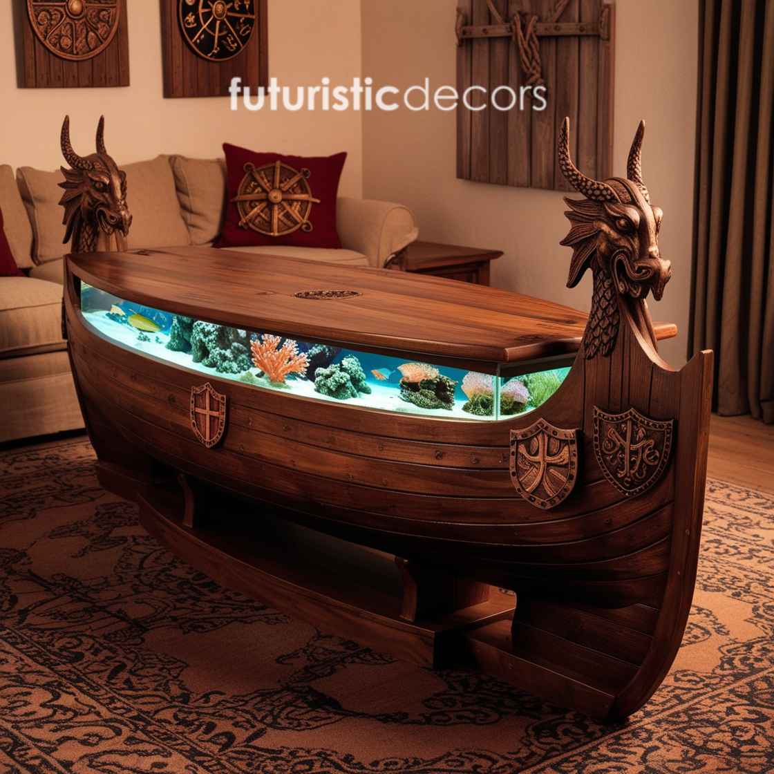 Viking Ship Aquarium Coffee Table