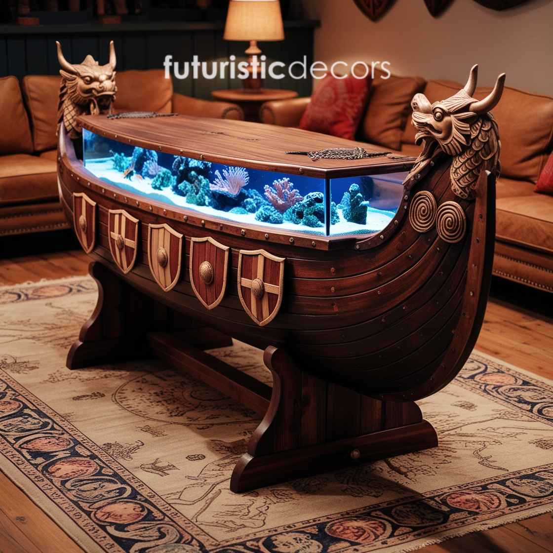 Viking Ship Aquarium Coffee Table