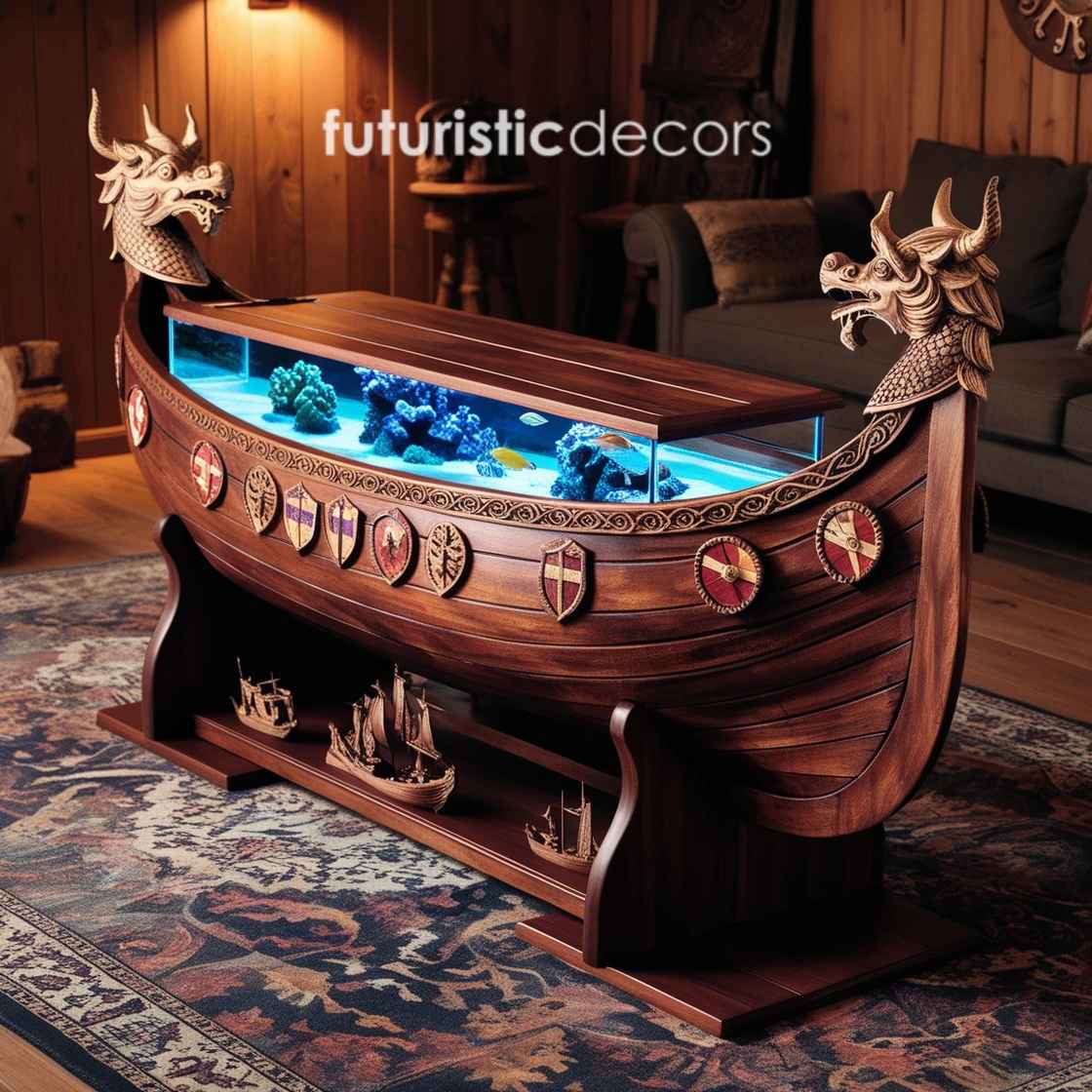 Viking Ship Aquarium Coffee Table