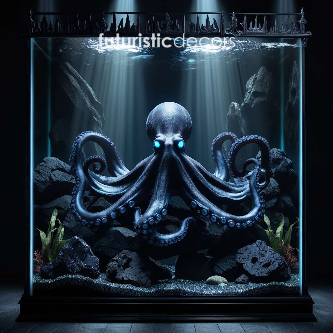 Gothic Black Octopus in Aquarium