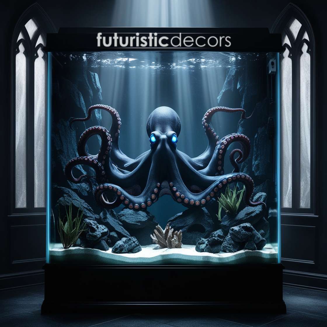 Gothic Black Octopus in Aquarium