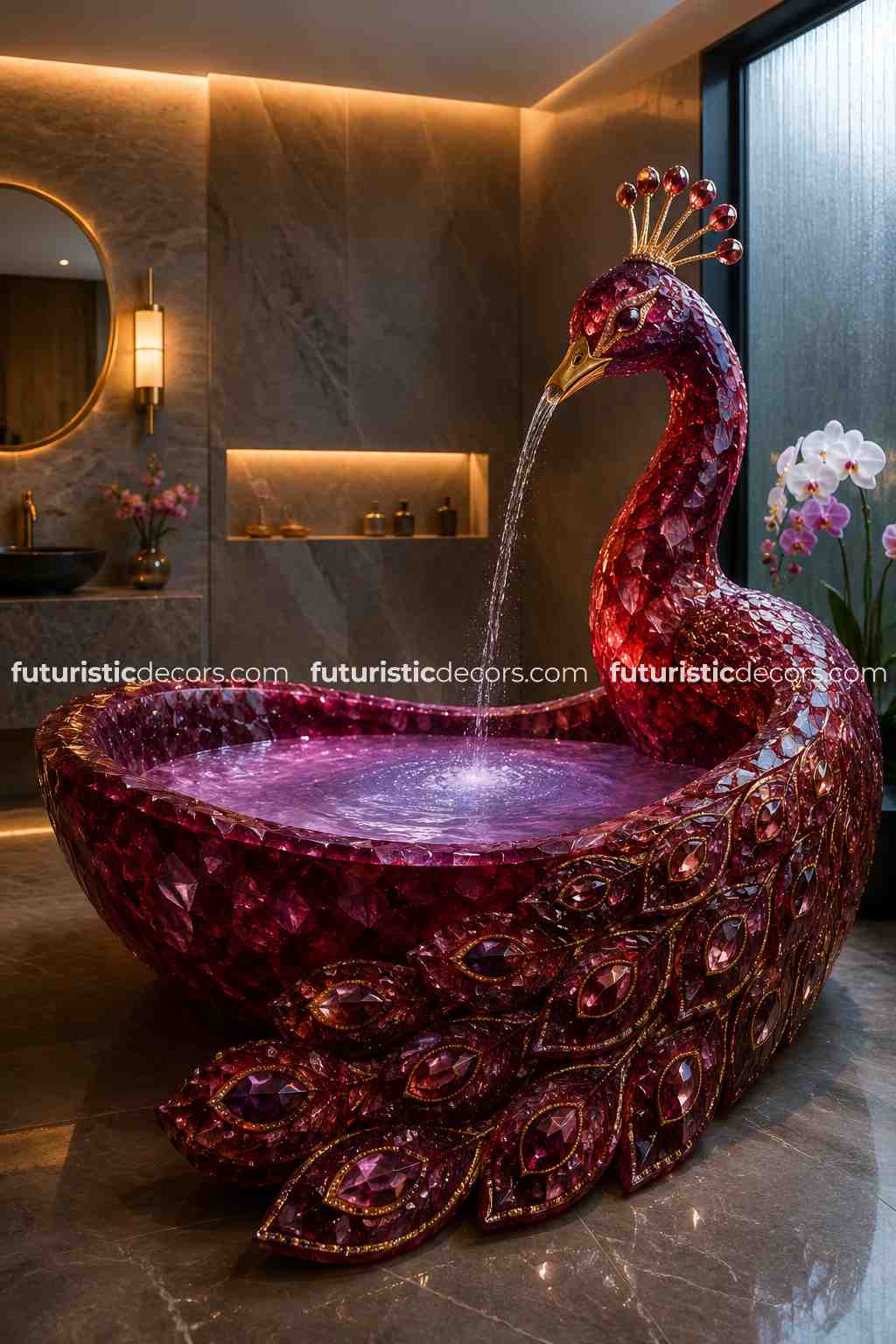stunning peacock-shaped bathtub