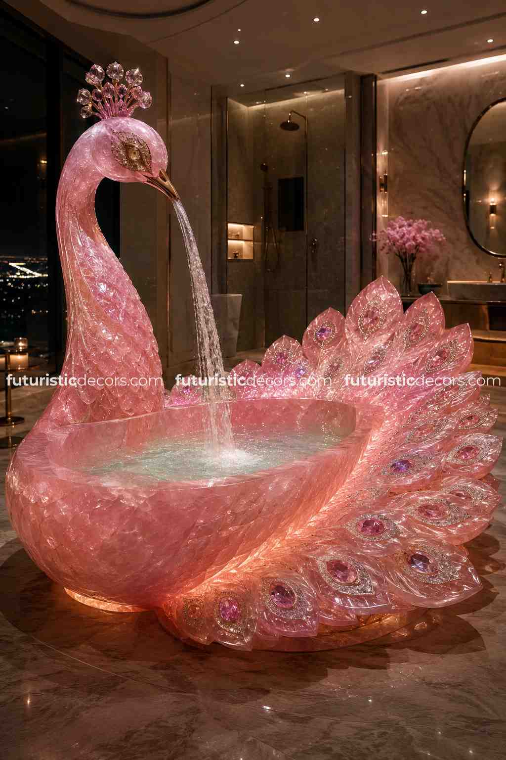 stunning peacock-shaped bathtub